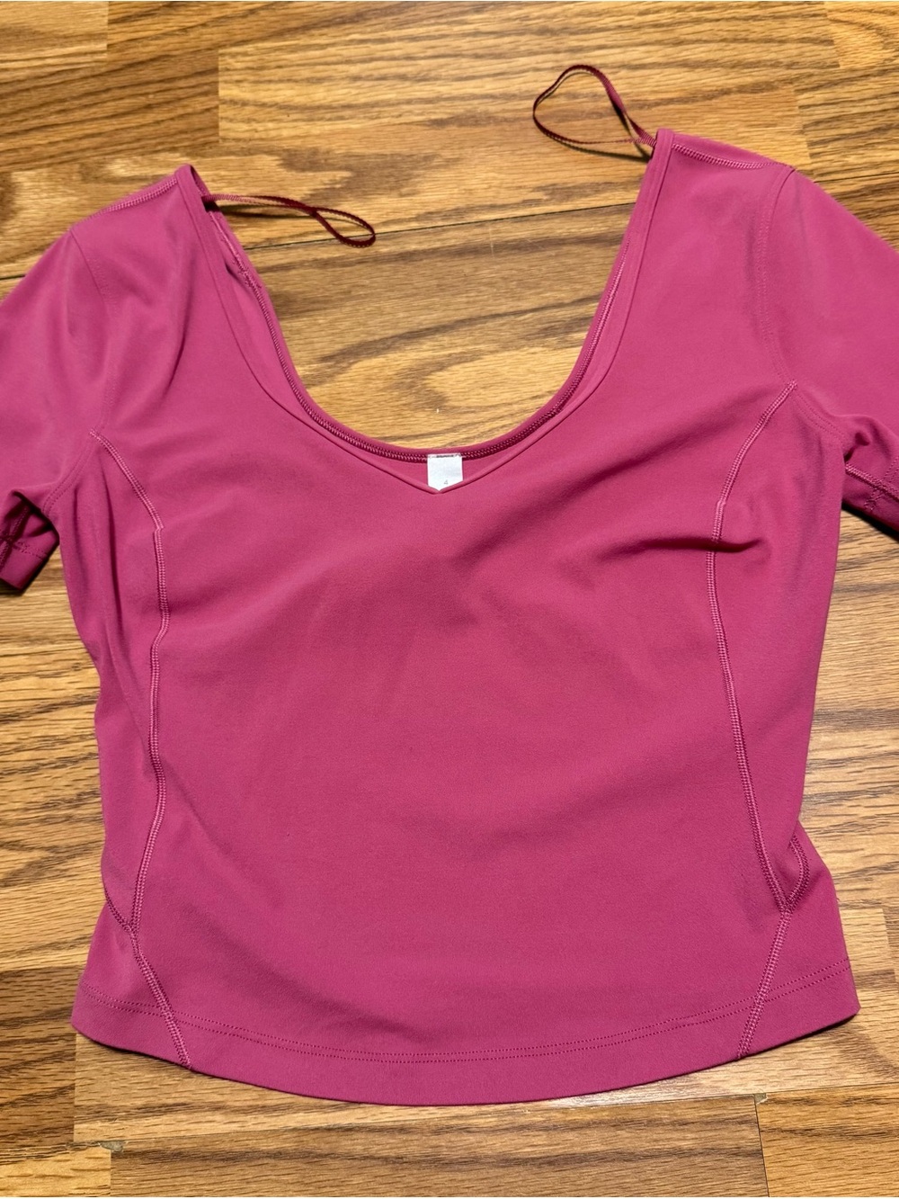 Lululemon Align Short Sleeve Top Pink Lychee Size 4 Yoga Workout Athleisure Crop